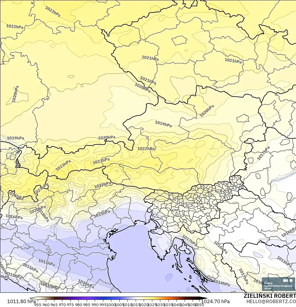 ALADIN CZ 2.3 km modelo - Austria, Pressure