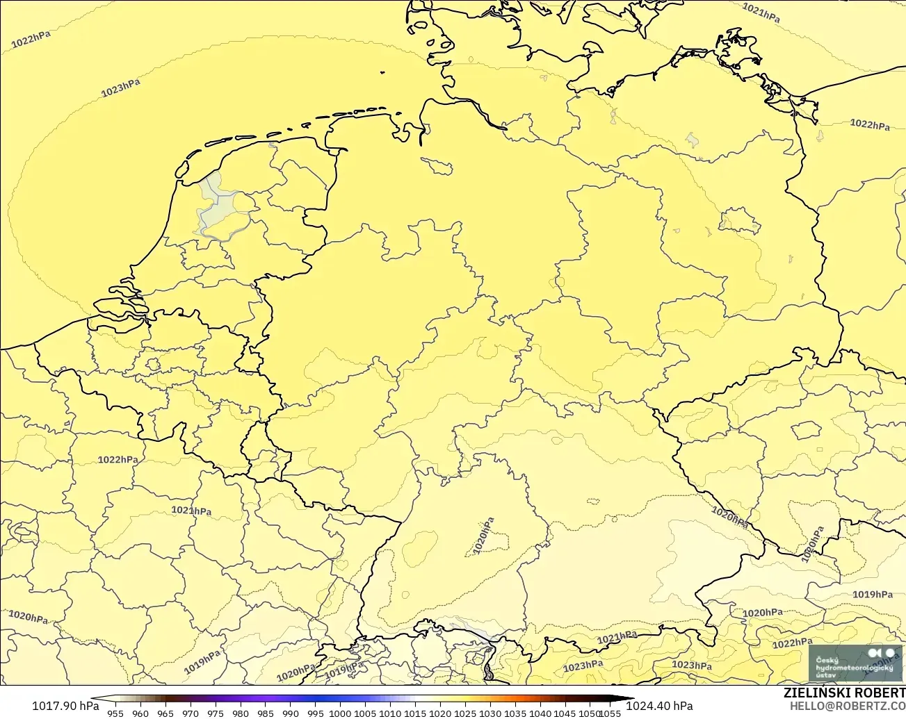 ALADIN CZ 2.3 km modelo - Germany, Pressure