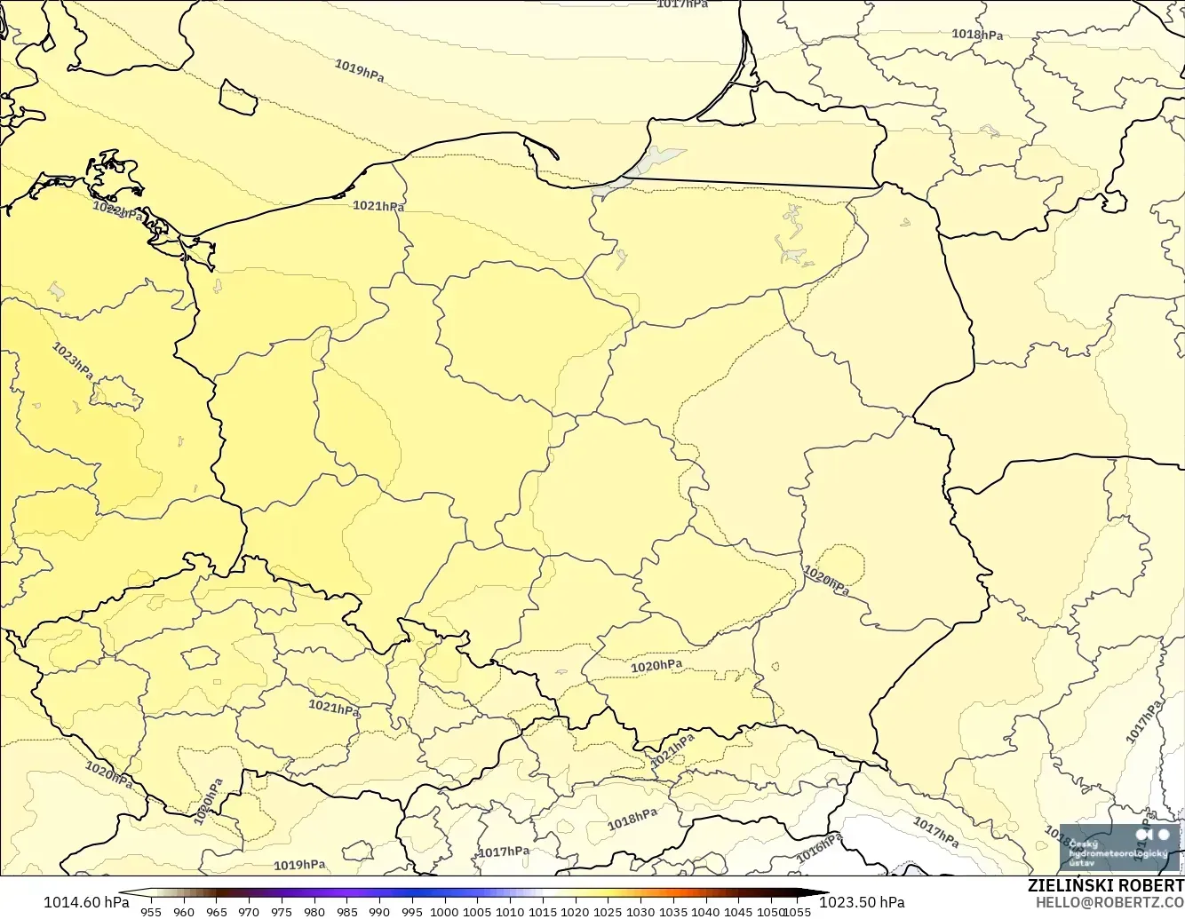 ALADIN CZ 2.3 km modelo - Poland, Pressure