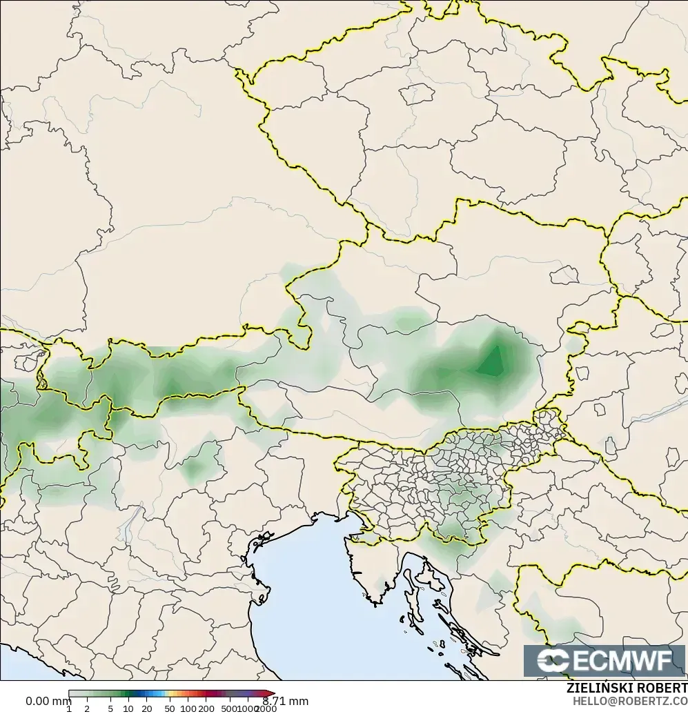 ECMWF IFS 0.25° modelo - Austria, Precipitation Accumulation