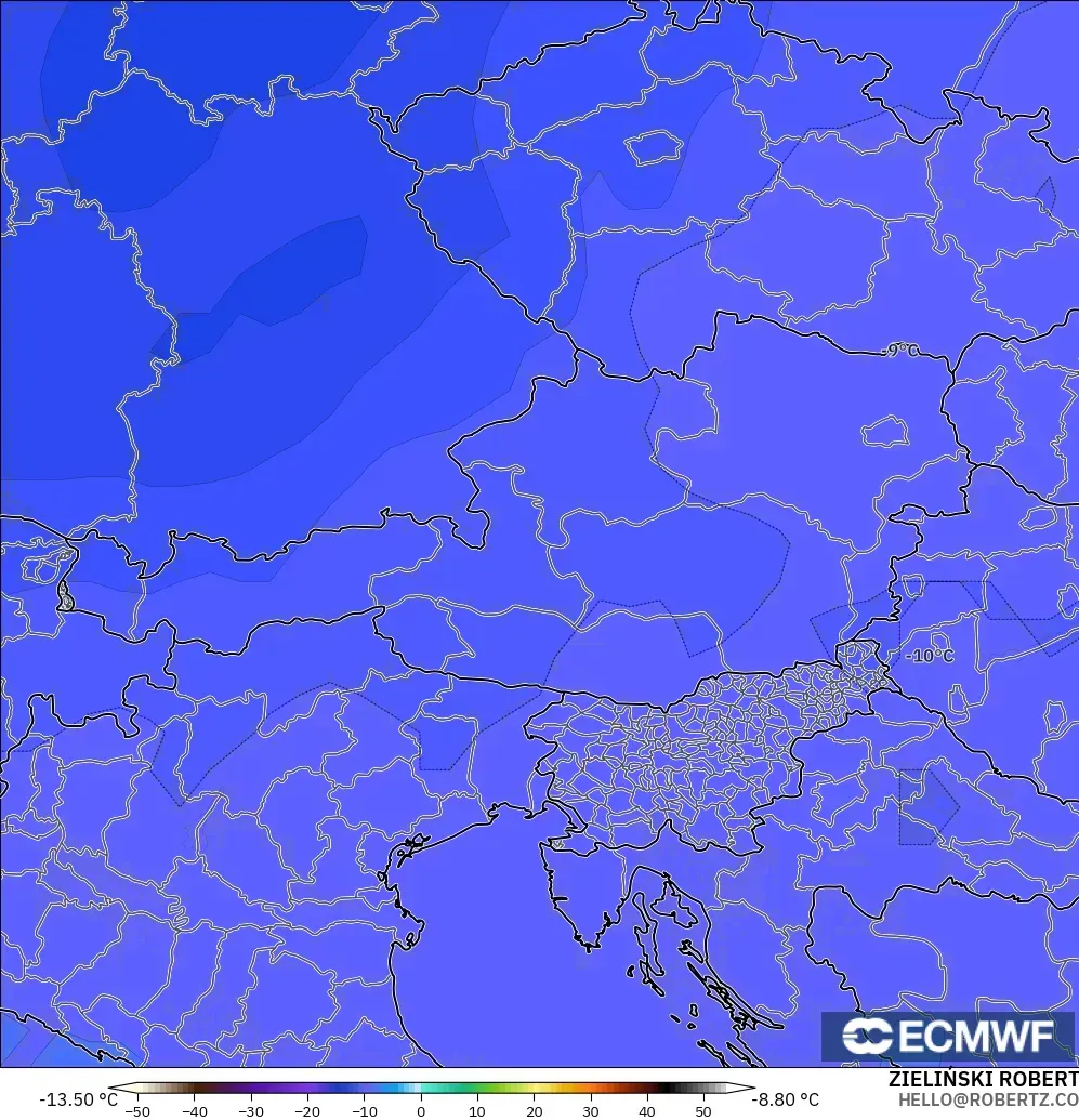 ECMWF IFS 0.25° modelo - Austria, Temperature at 500hPa