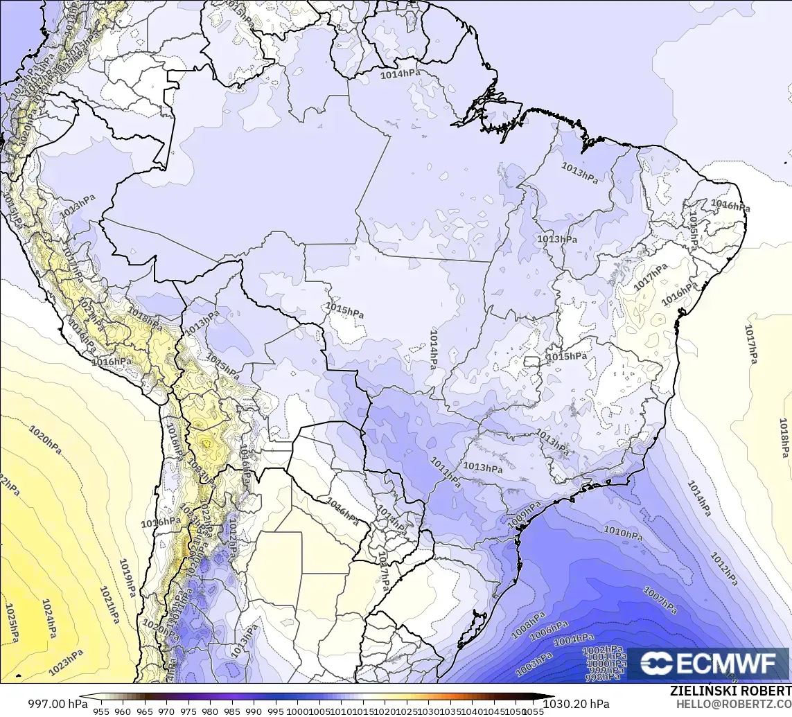 ECMWF IFS 0.25° modelo - Brazil, Pressure