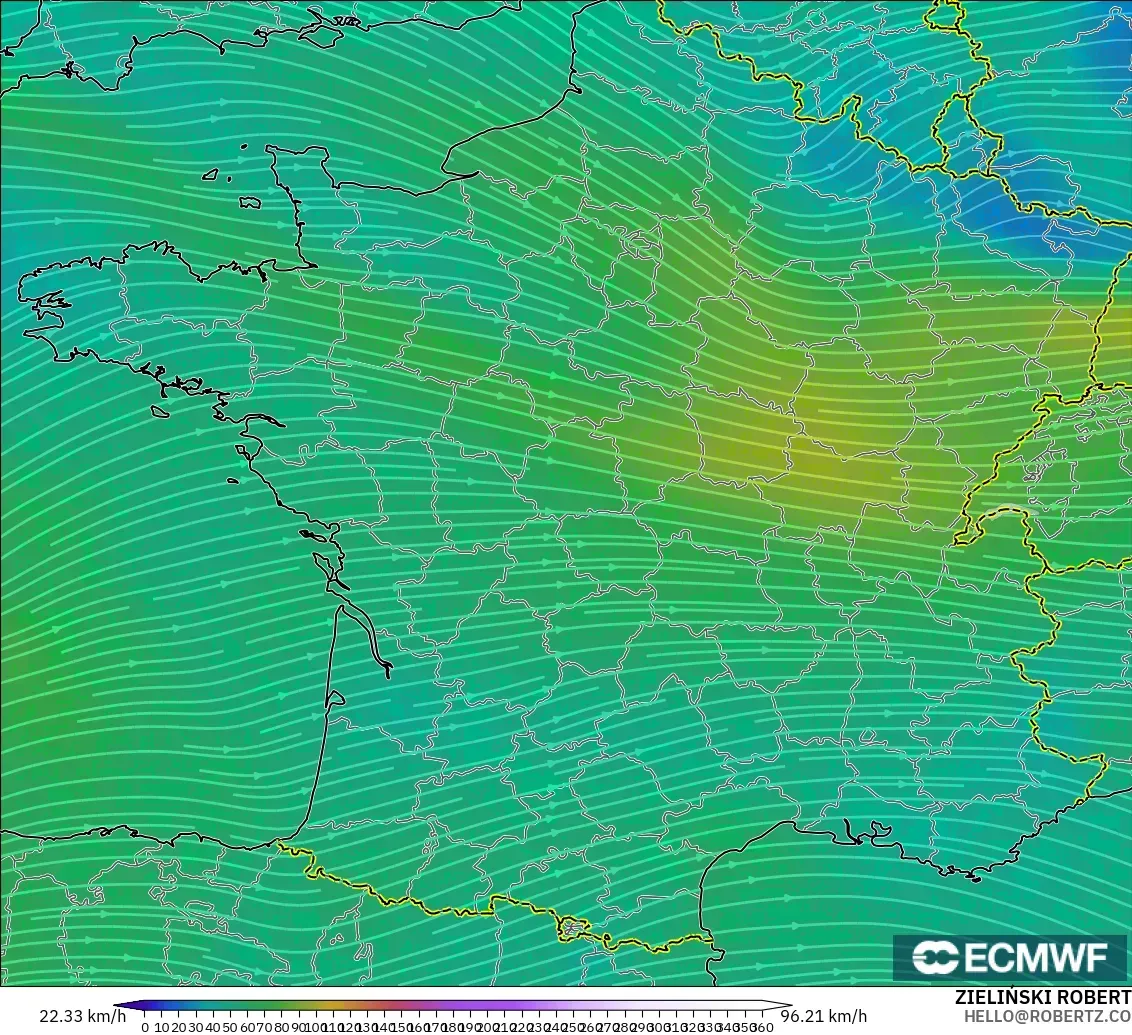 ECMWF IFS 0.25° modelo - France, Wind at 300hPa (jet stream)