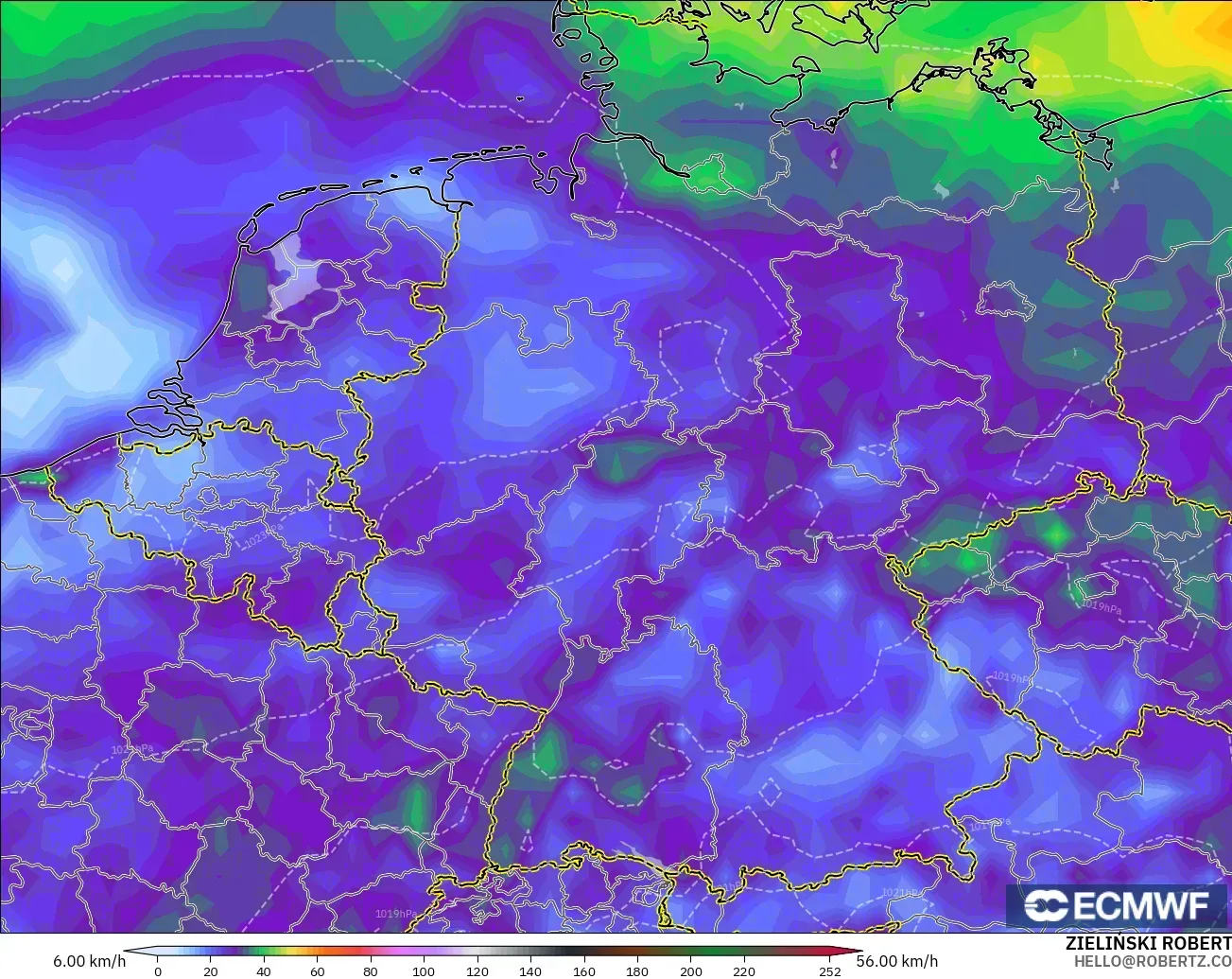 ECMWF IFS 0.25° modelo - Germany, Wind Gusts Peak