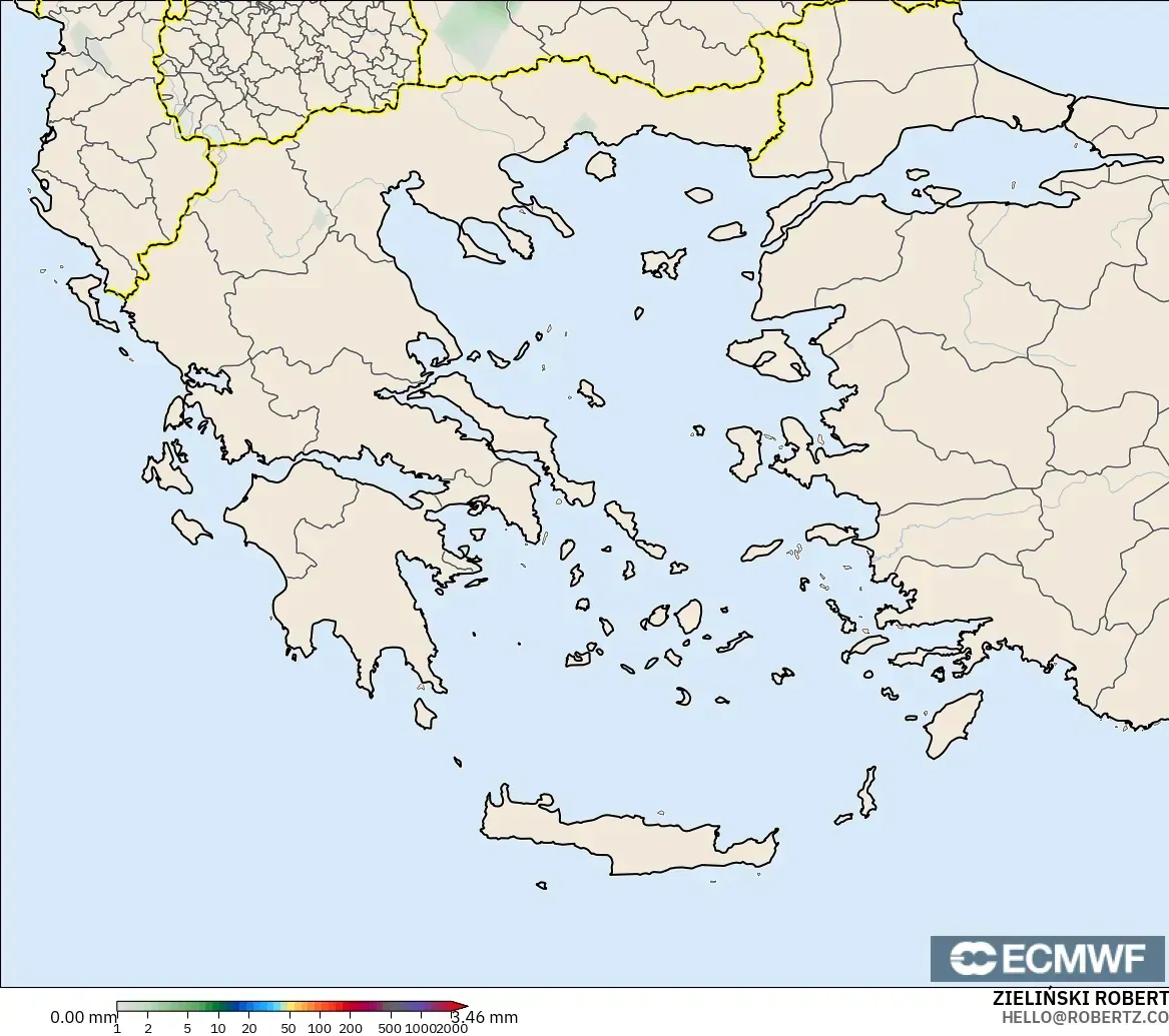 ECMWF IFS 0.25° modelo - Greece, Precipitation Accumulation