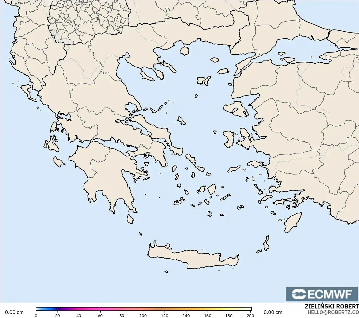 ECMWF IFS 0.25° modelo - Greece, Snow Depth