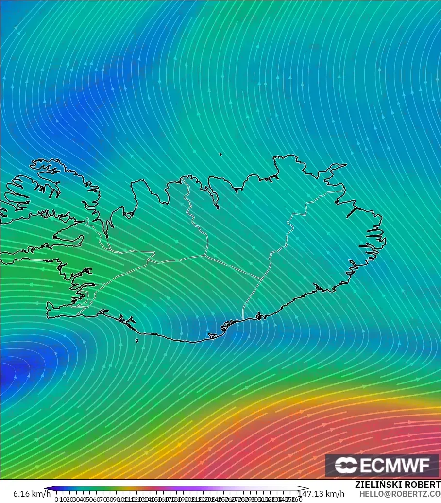 ECMWF IFS 0.25° modelo - Iceland, Wind at 300hPa (jet stream)