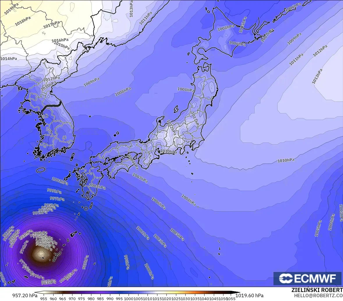 ECMWF IFS 0.25° modelo - Japan, Pressure