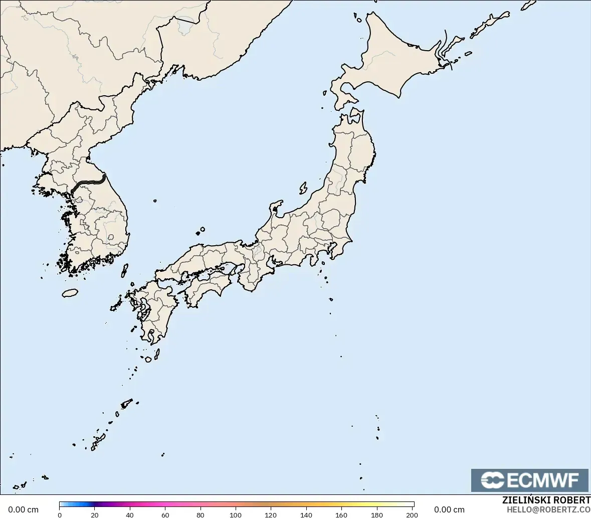 ECMWF IFS 0.25° modelo - Japan, Snow Depth