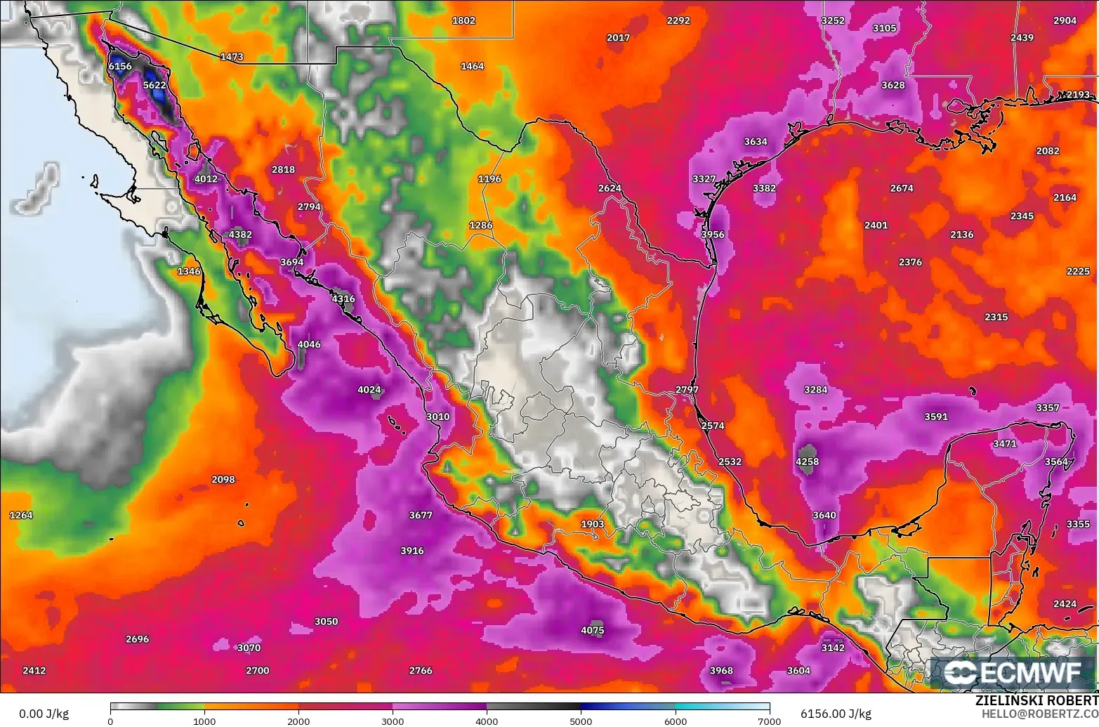 ECMWF IFS 0.25° modelo - Mexico, CAPE