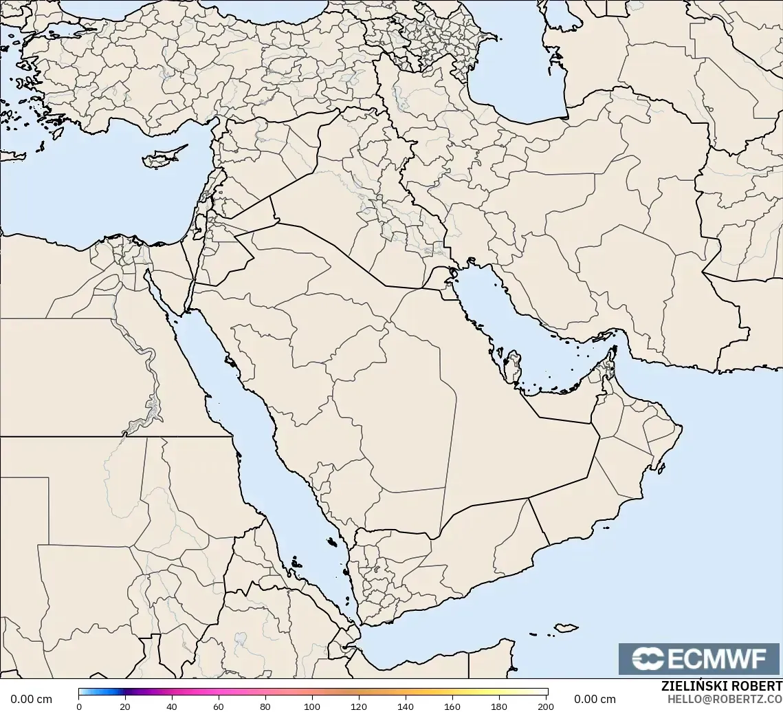 ECMWF IFS 0.25° modelo - Middle East, Snow Depth