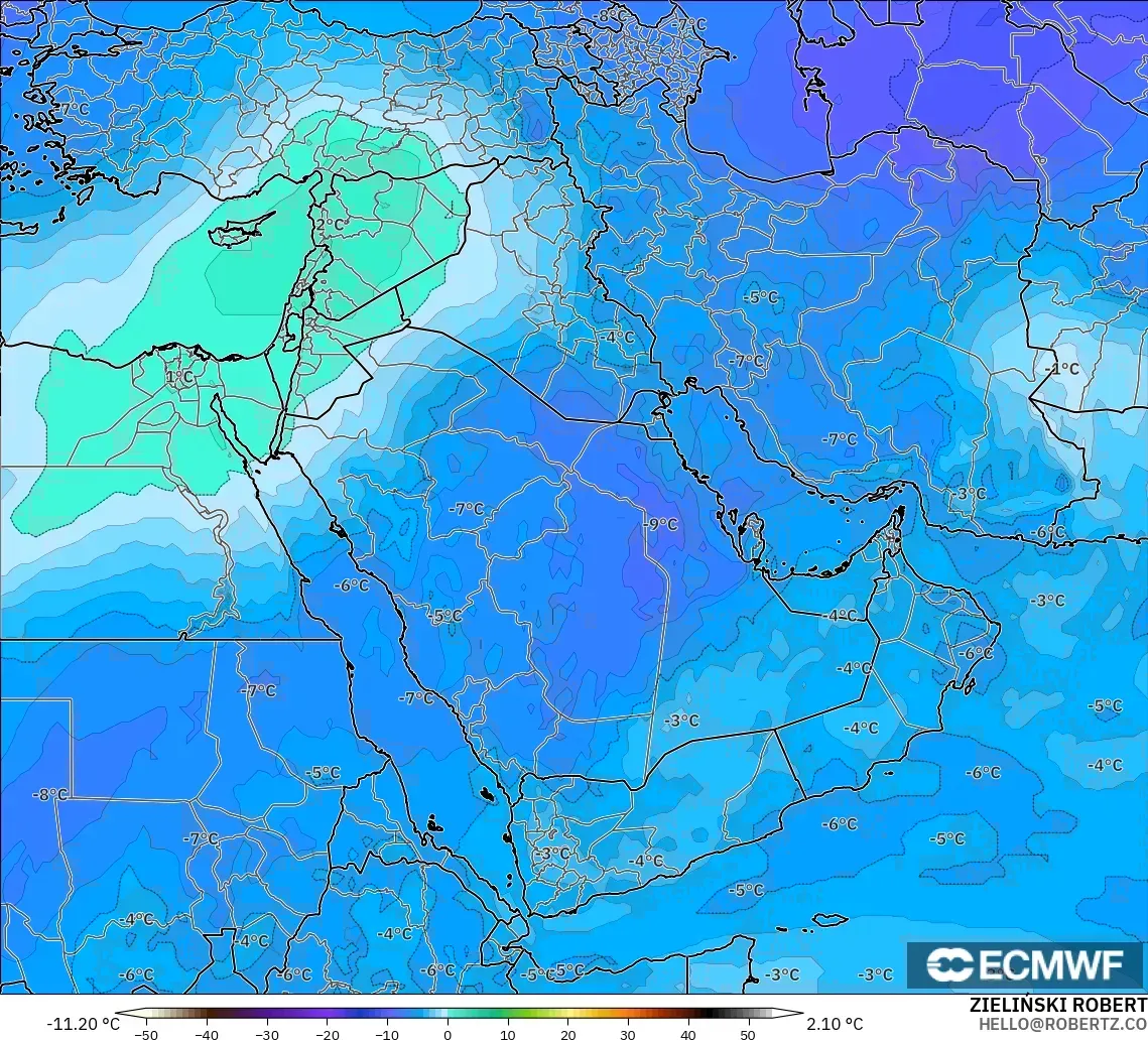 ECMWF IFS 0.25° modelo - Middle East, Temperature at 500hPa