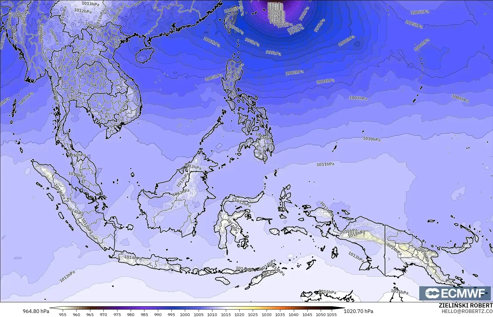 ECMWF IFS 0.25° modelo - South East Asia, Pressure