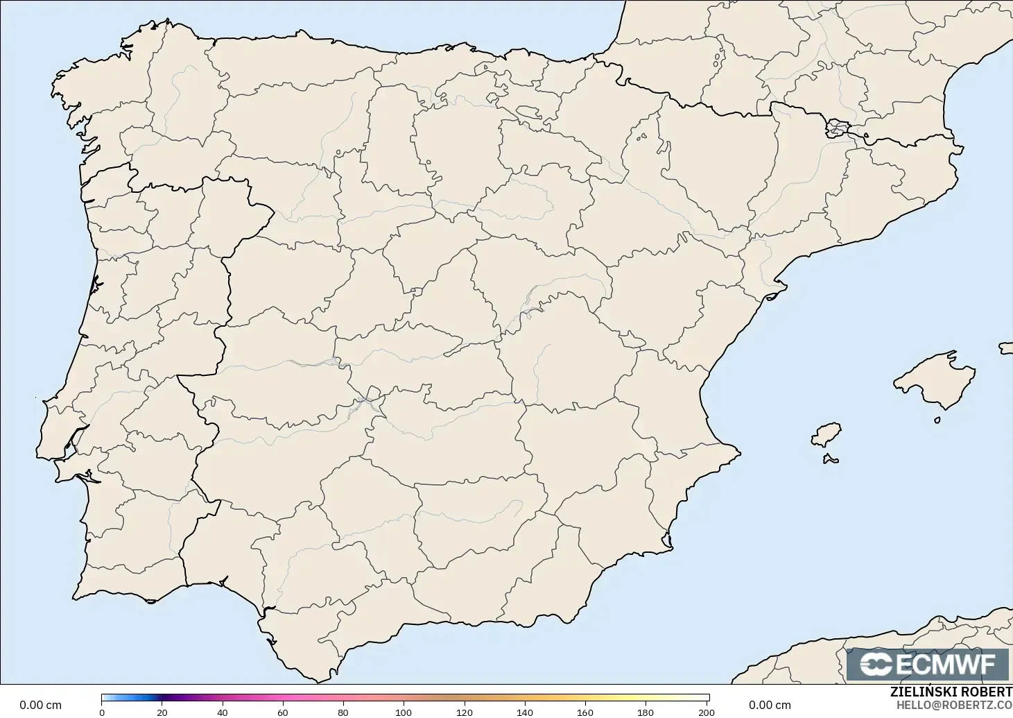 ECMWF IFS 0.25° modelo - Spain, Snow Depth