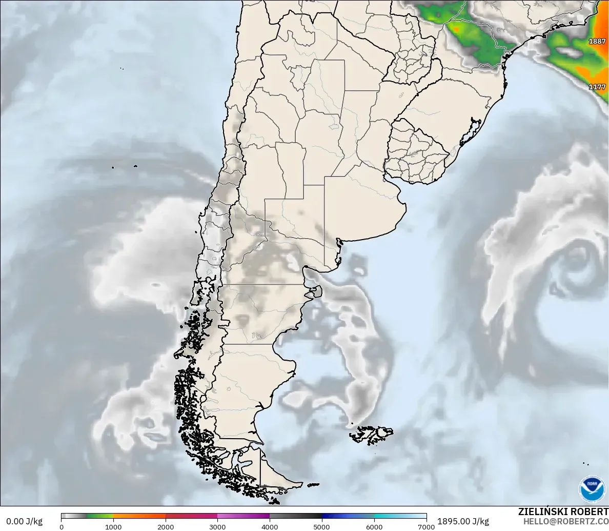 GFS modelo - Argentina, CAPE