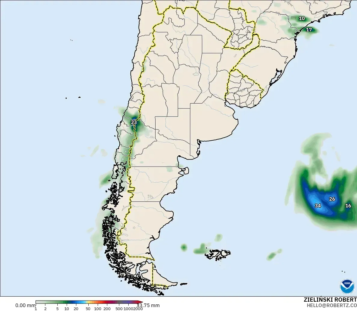 GFS modelo - Argentina, Precipitation Accumulation