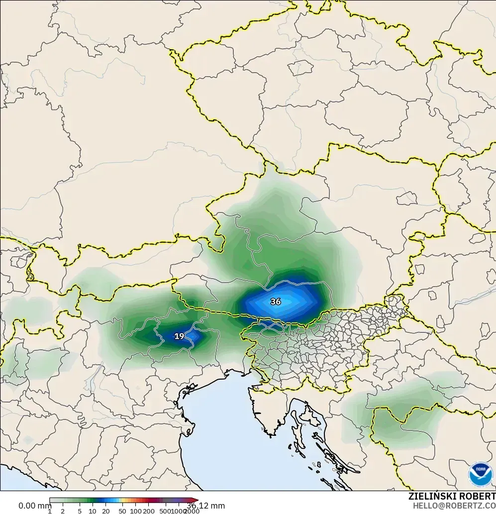 GFS modelo - Austria, Precipitation Accumulation