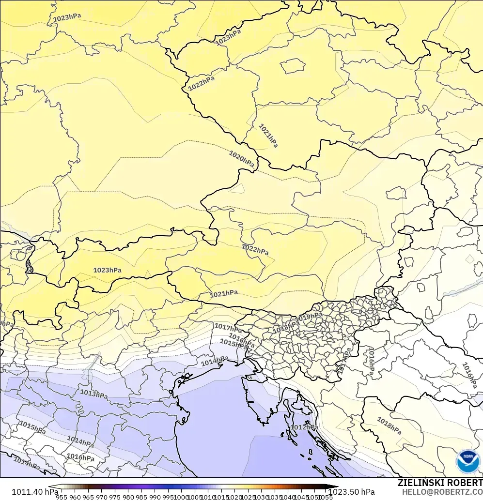 GFS modelo - Austria, Pressure