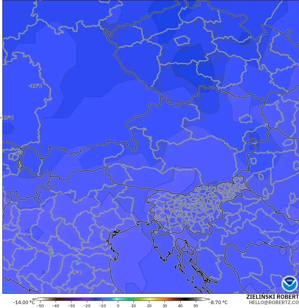 GFS modelo - Austria, Temperature at 500hPa