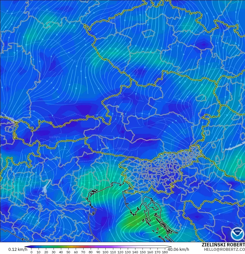 GFS modelo - Austria, Wind at 10m