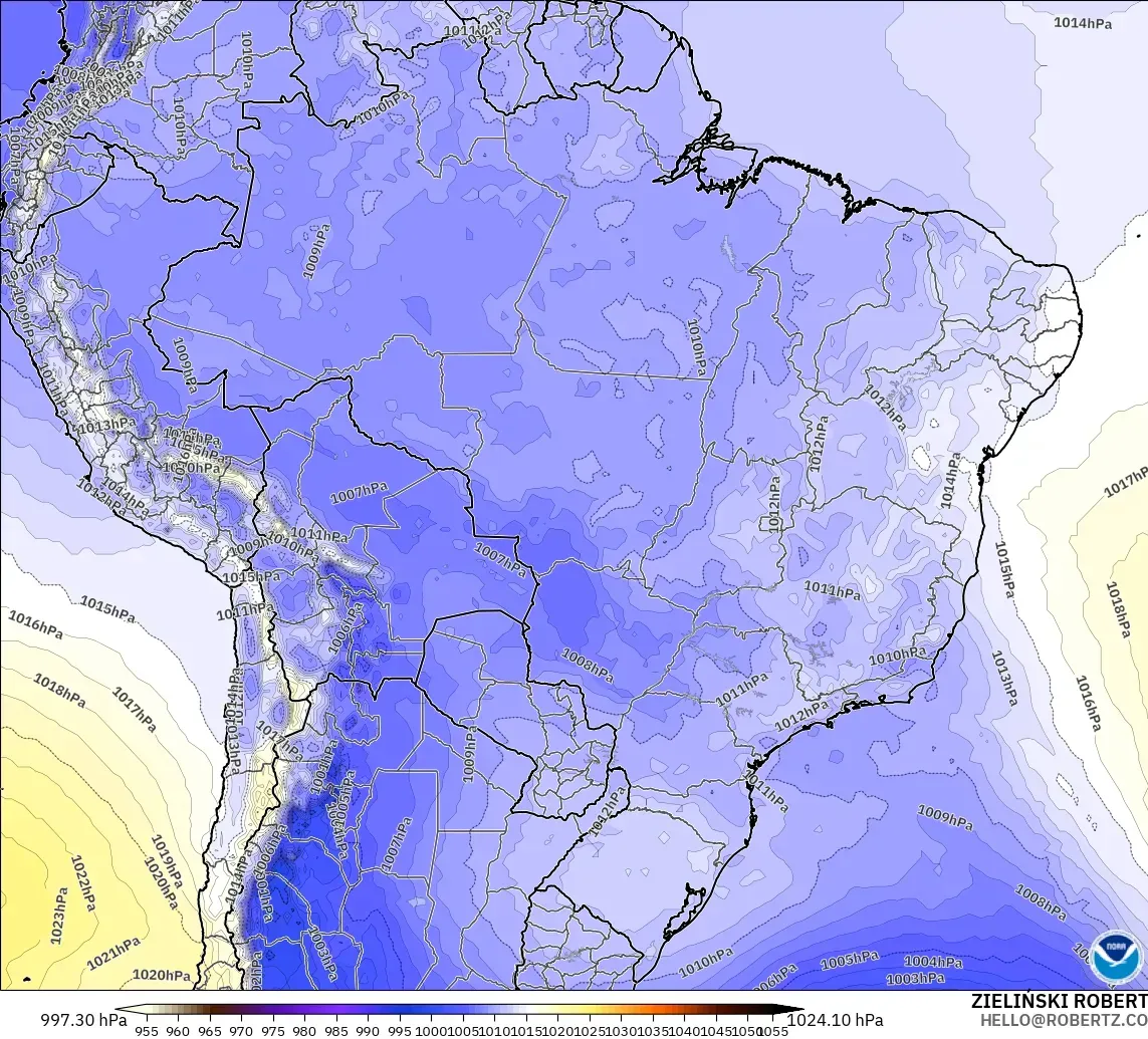 GFS modelo - Brazil, Pressure