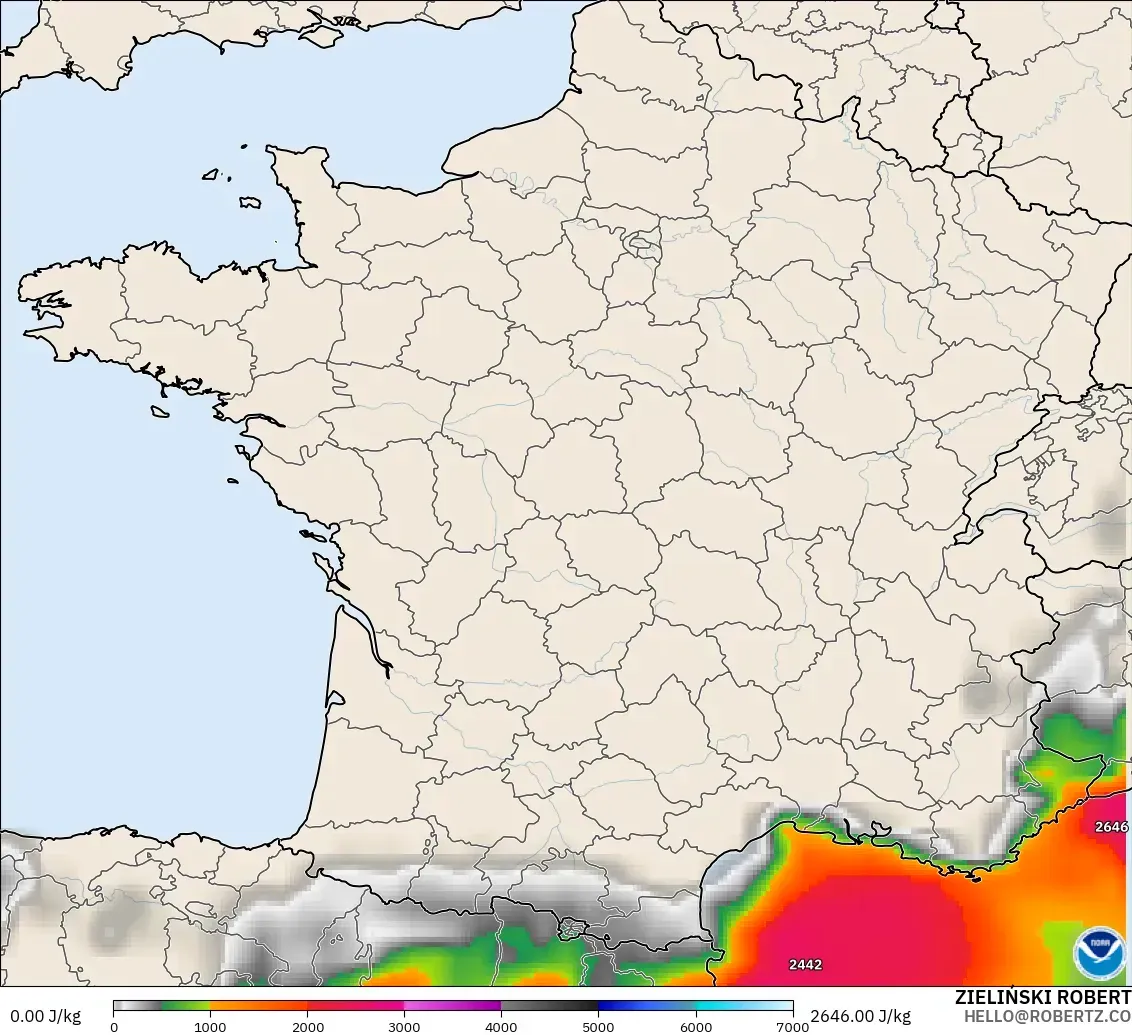 GFS modelo - France, CAPE