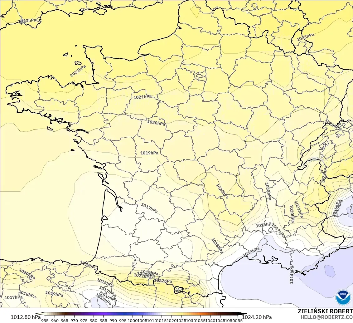 GFS modelo - France, Pressure
