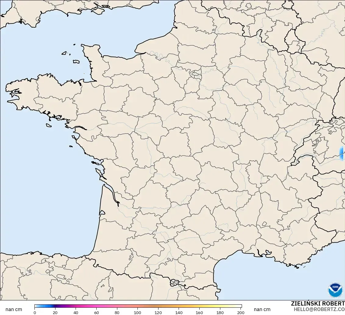 GFS modelo - France, Snow Depth