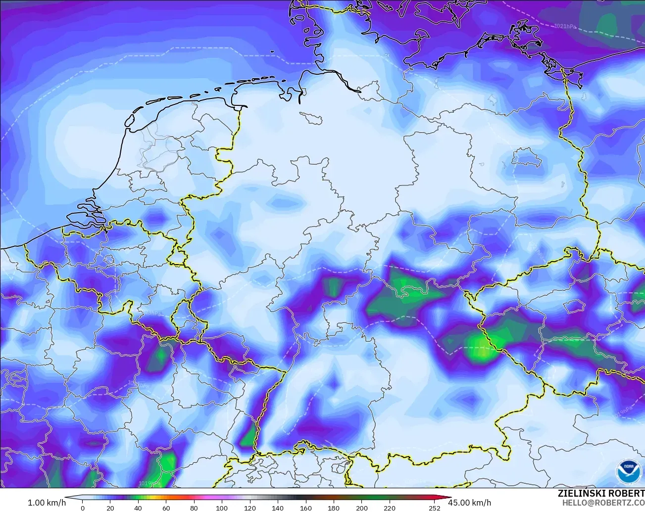 GFS modelo - Germany, Wind Gusts