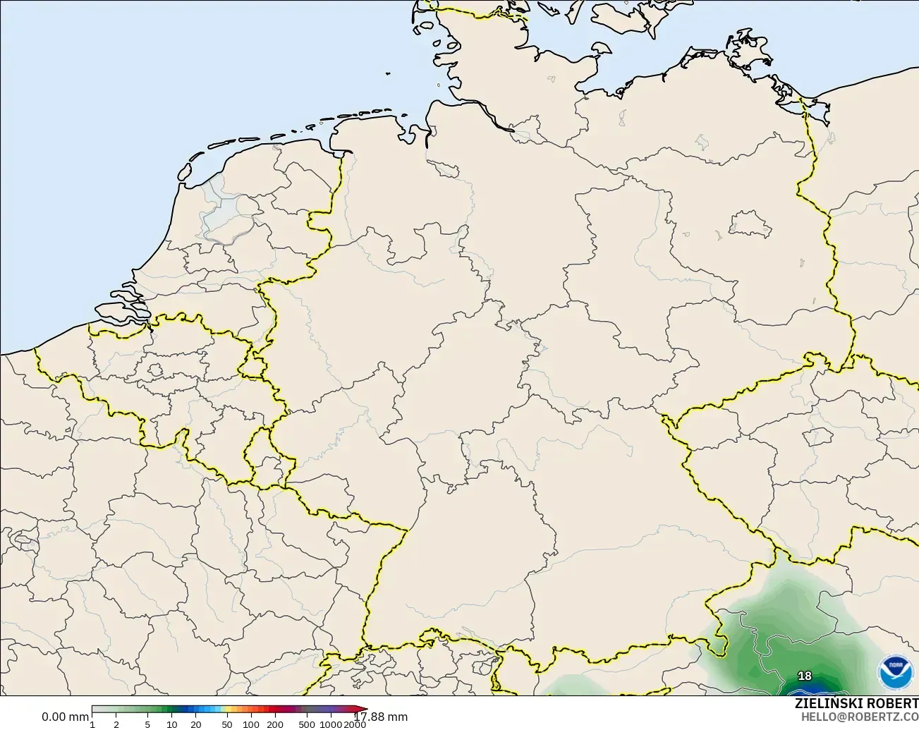 GFS modelo - Germany, Precipitation Accumulation