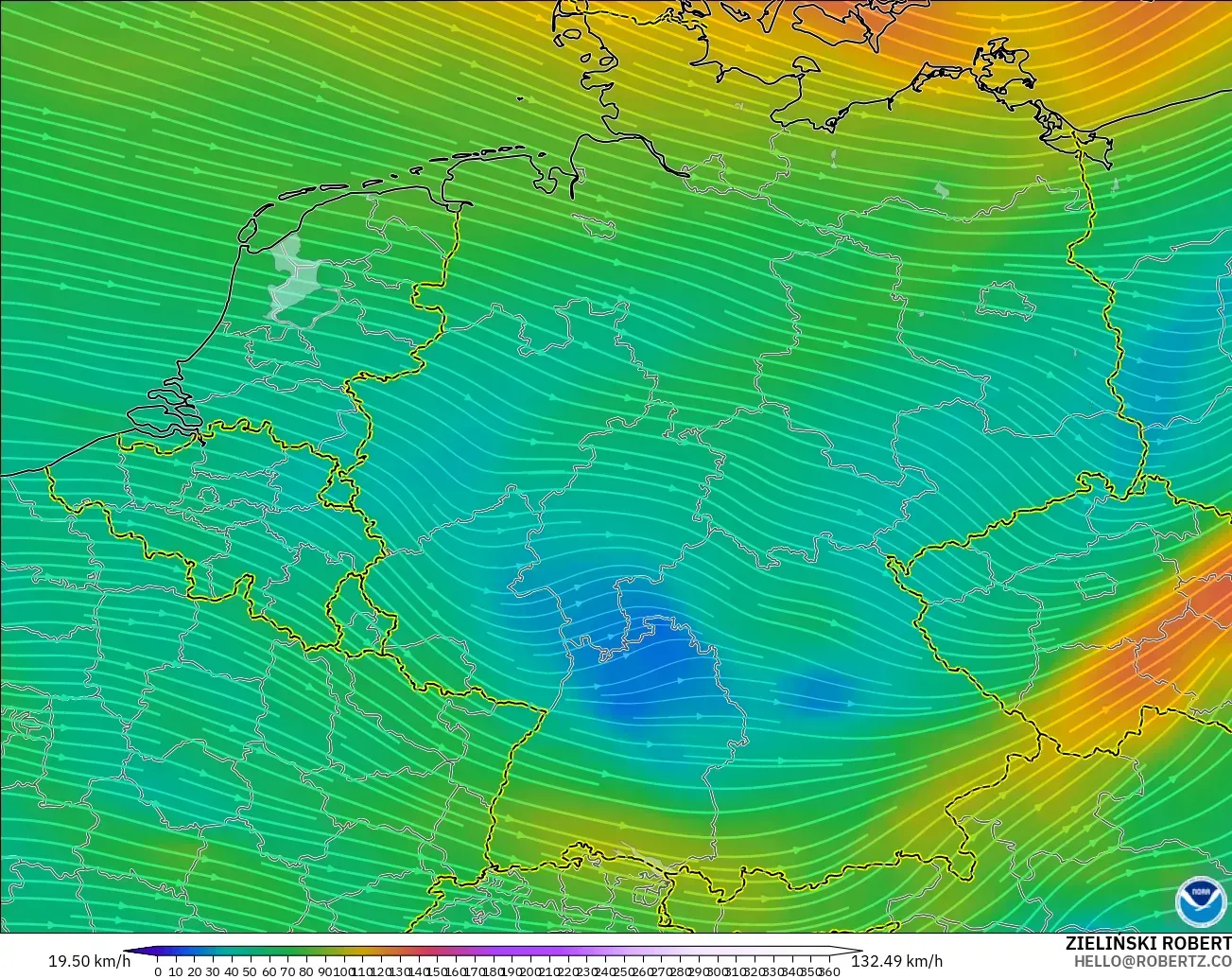 GFS modelo - Germany, Wind at 300hPa (jet stream)
