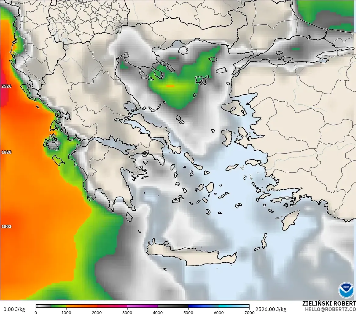 GFS modelo - Greece, CAPE