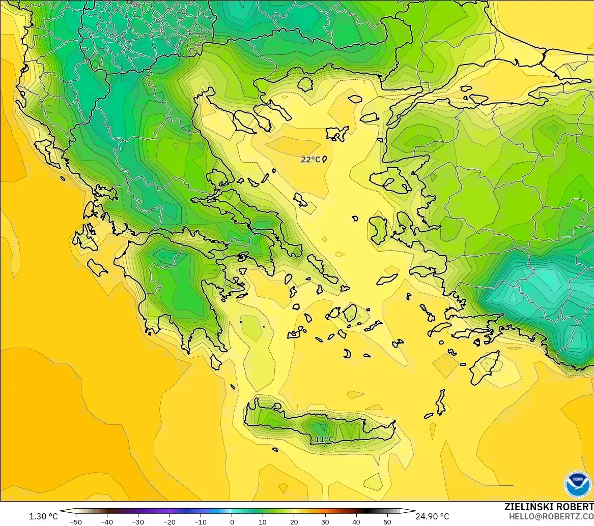 GFS modelo - Greece, Dewpoint at 2m