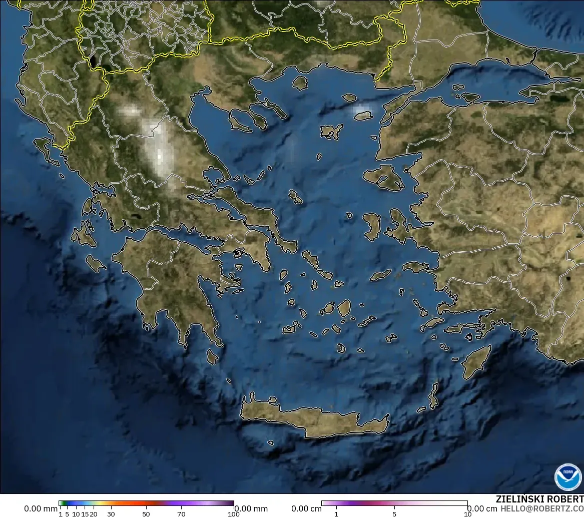 GFS modelo - Greece, Precipitation, Clouds, and Pressure