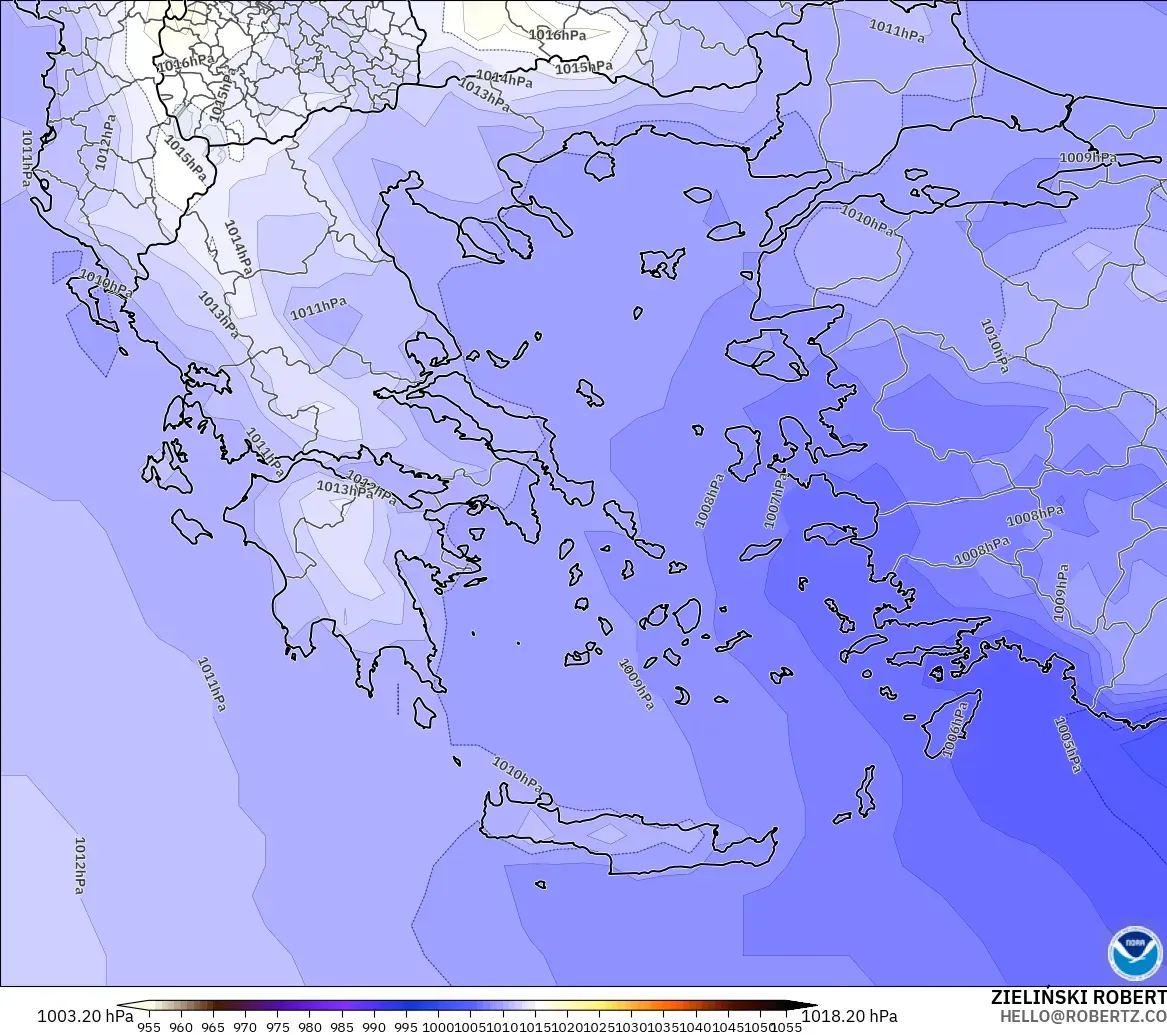 GFS modelo - Greece, Pressure