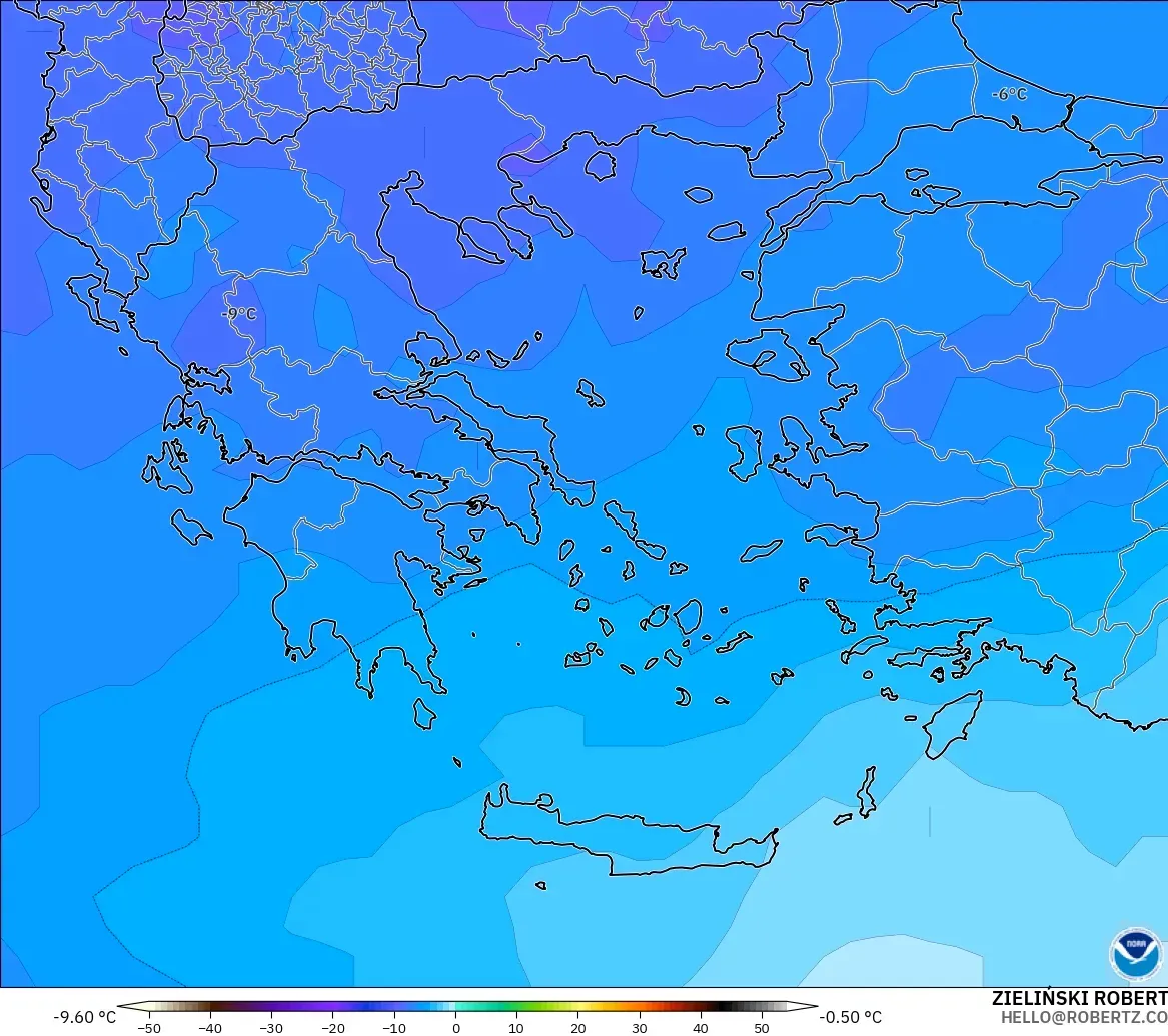 GFS modelo - Greece, Temperature at 500hPa