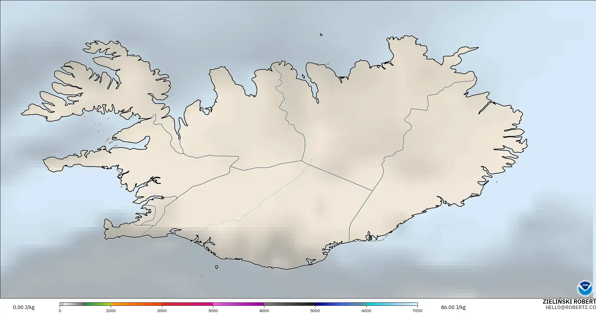 GFS modelo - Iceland, CAPE