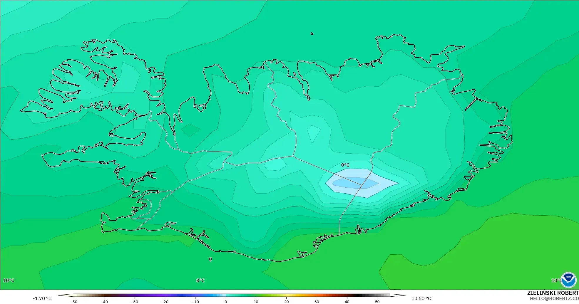 GFS modelo - Iceland, Dewpoint at 2m