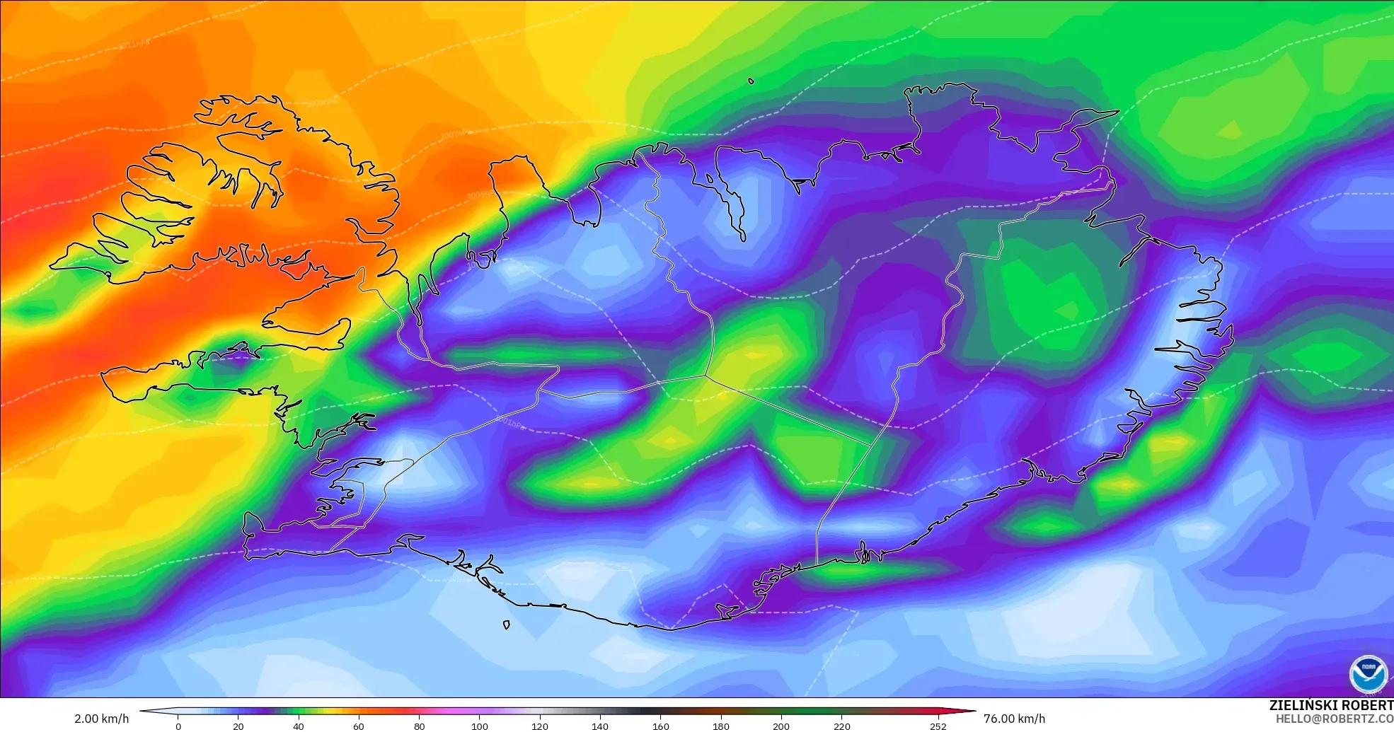 GFS modelo - Iceland, Wind Gusts