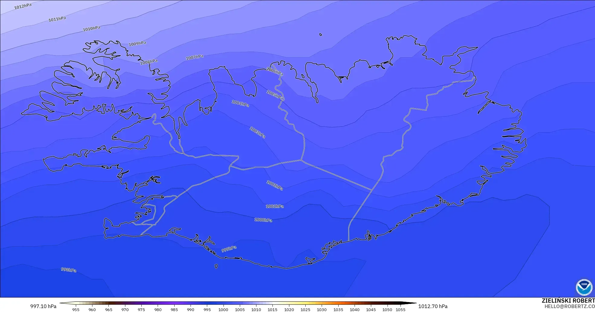 GFS modelo - Iceland, Pressure
