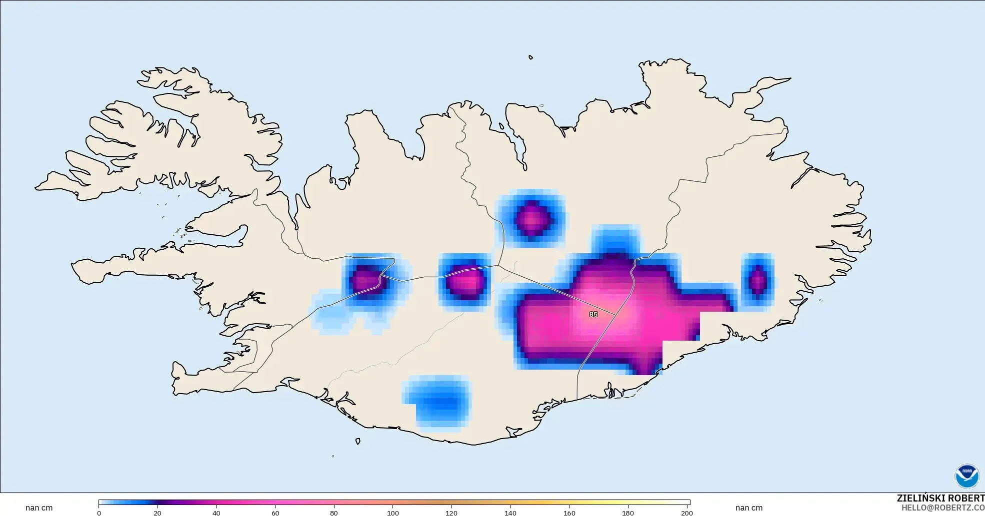 GFS modelo - Iceland, Snow Depth