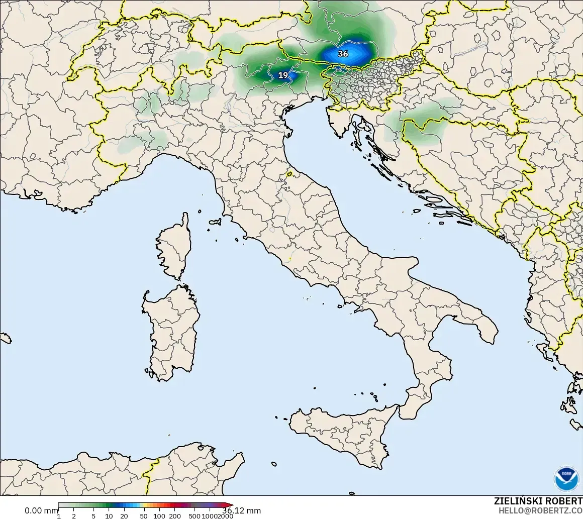GFS modelo - Italy, Precipitation Accumulation