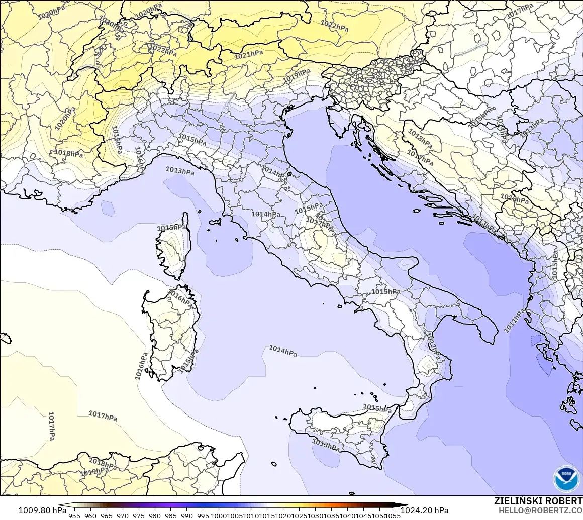 GFS modelo - Italy, Pressure