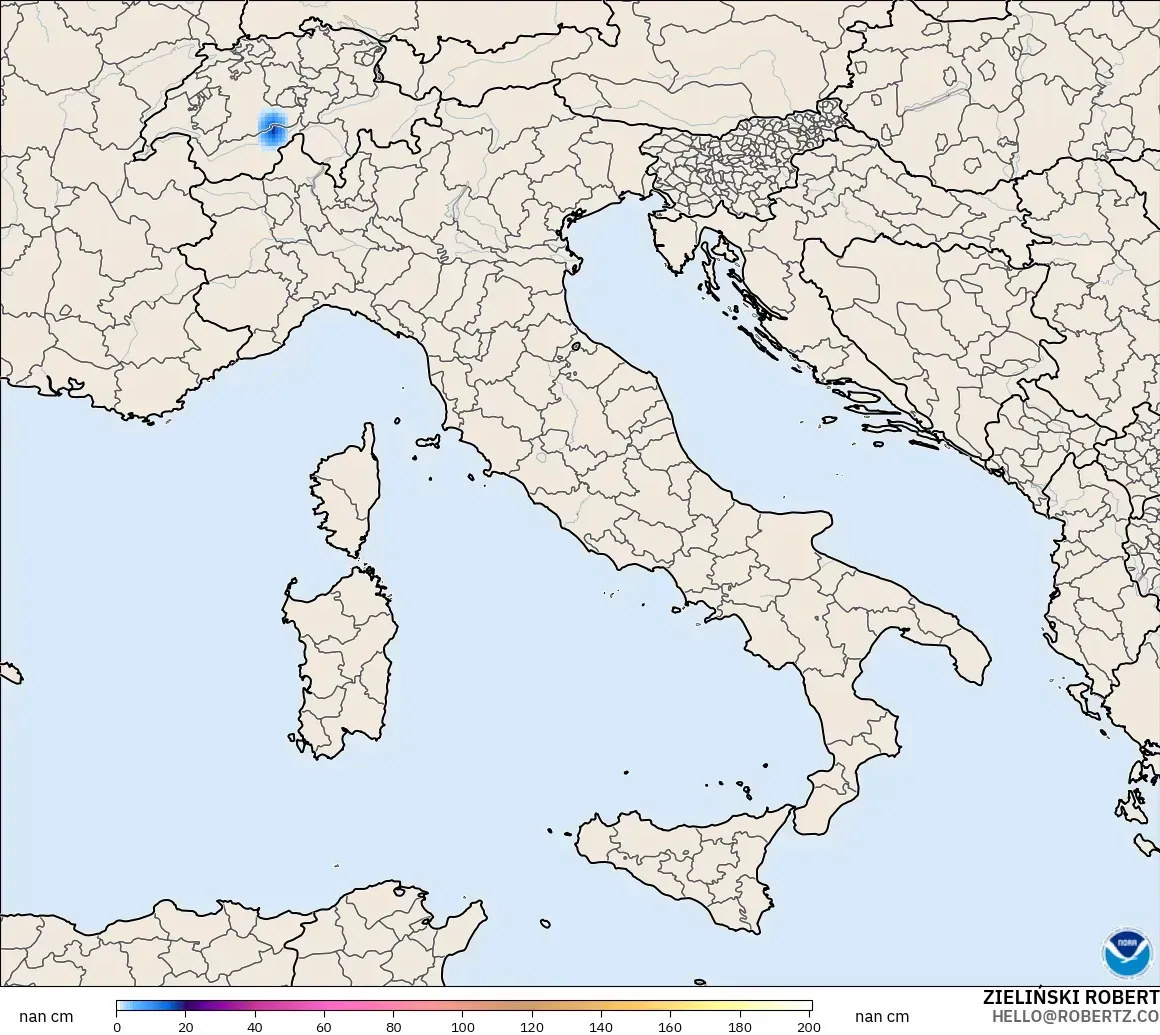 GFS modelo - Italy, Snow Depth