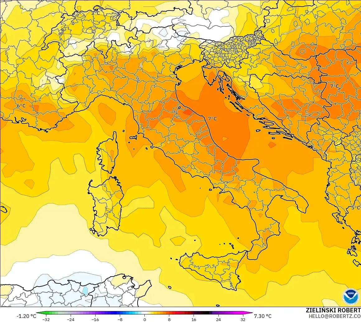 GFS modelo - Italy, Temperature at 850hPa Anomaly