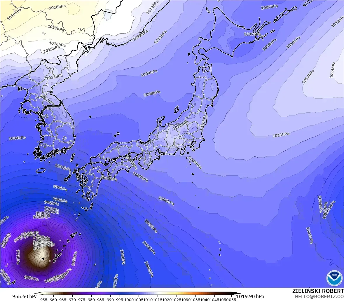 GFS modelo - Japan, Pressure