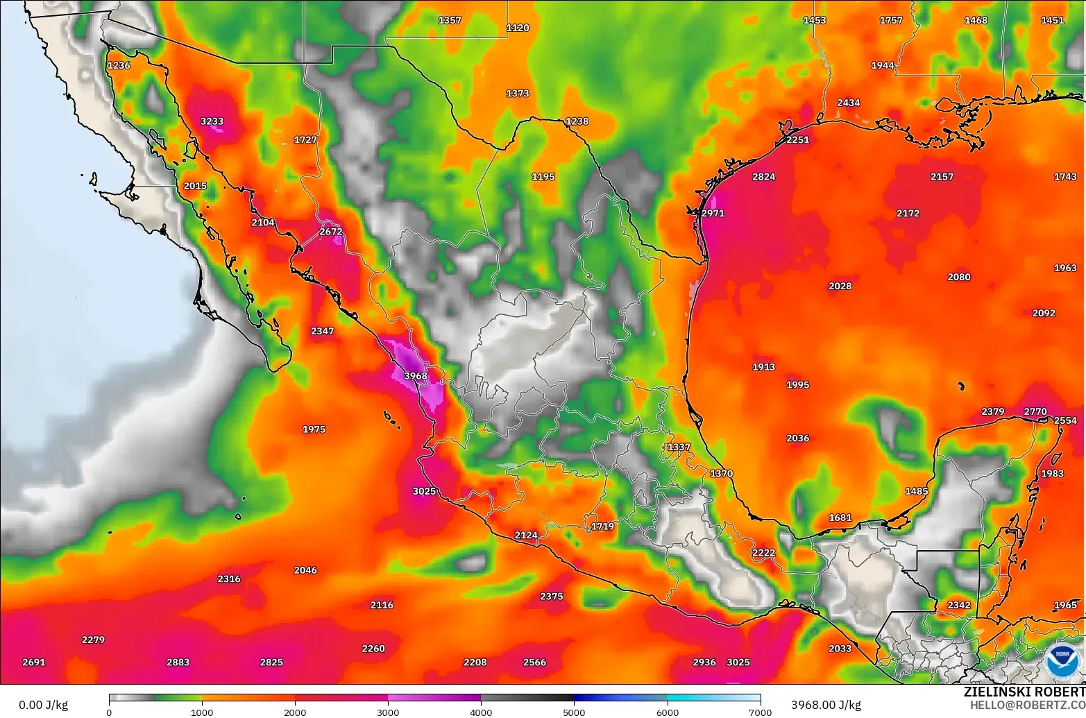 GFS modelo - Mexico, CAPE