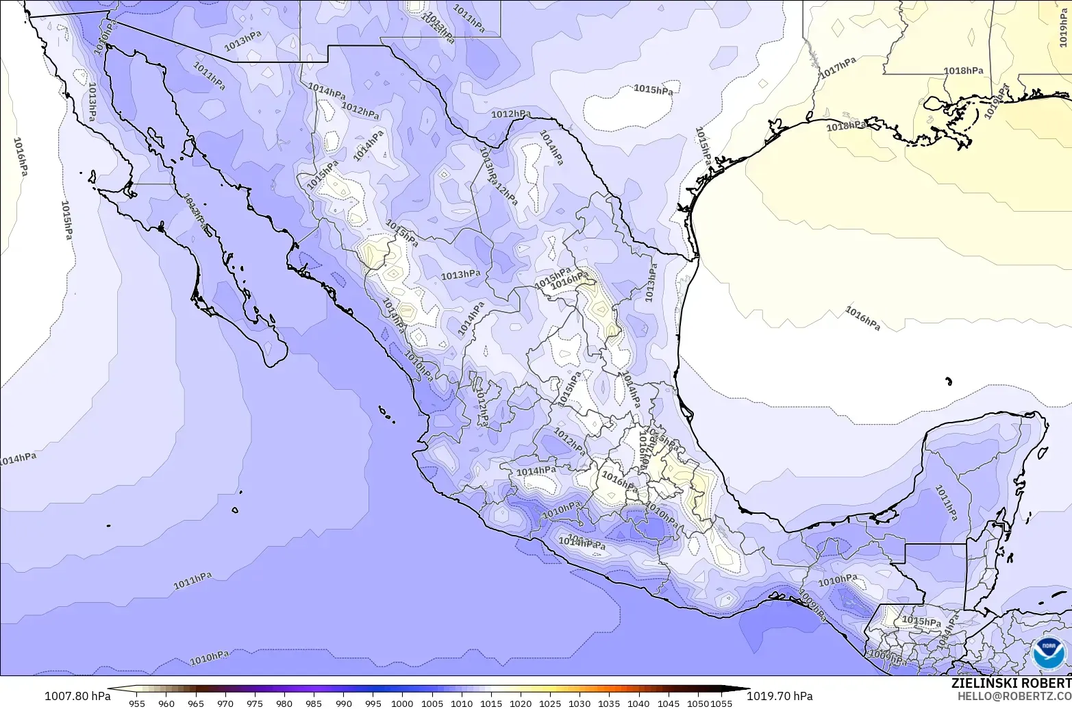 GFS modelo - Mexico, Pressure