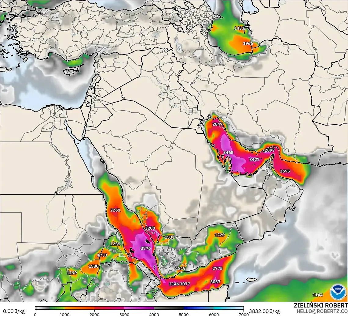 GFS modelo - Middle East, CAPE