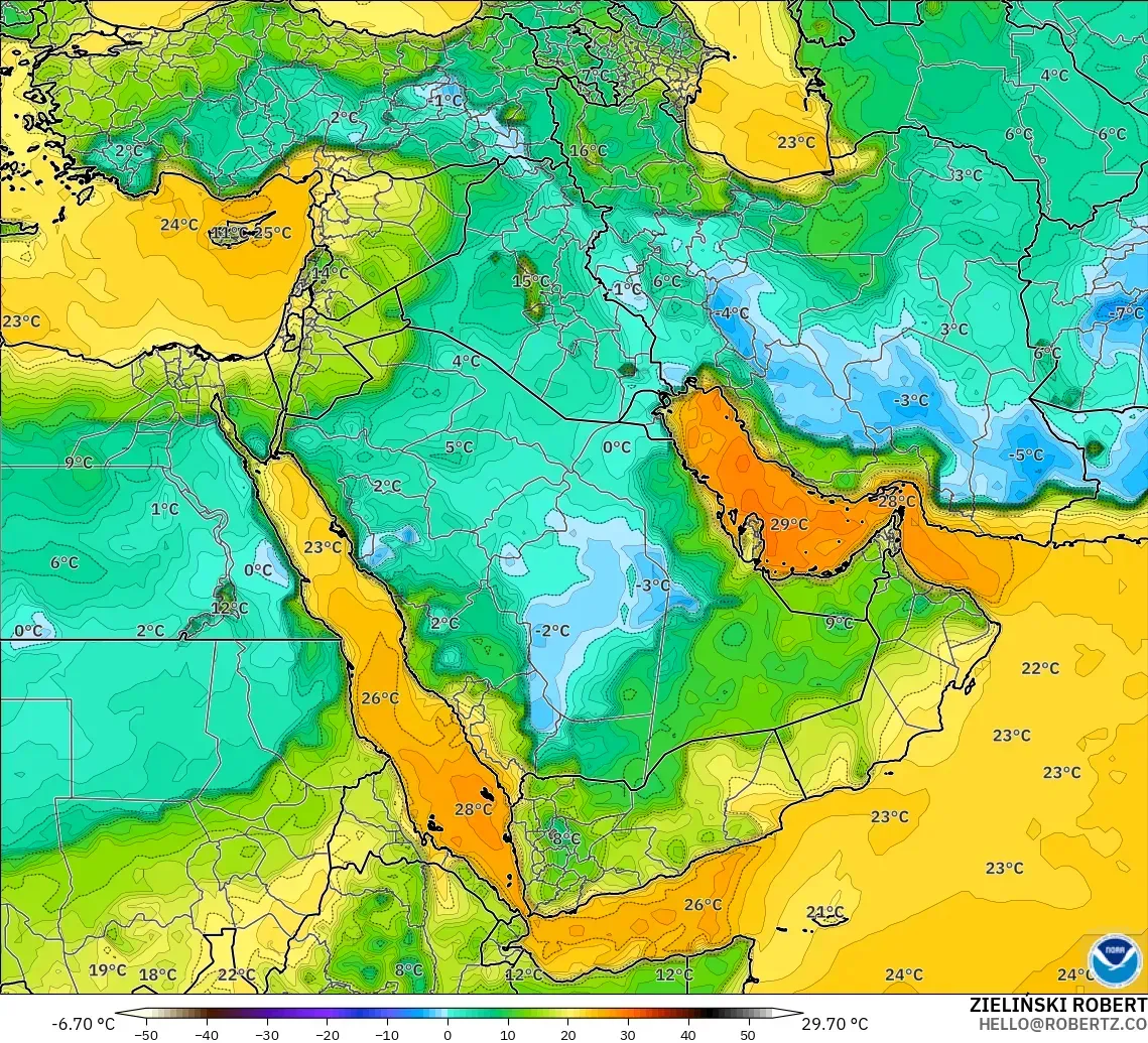 GFS modelo - Middle East, Dewpoint at 2m